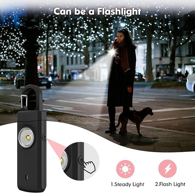 Safety Alarm for Women with Flashlight -black